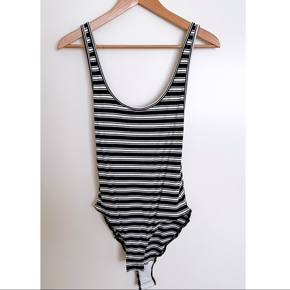 Urban Outfitters Blue Out From Under Black Striped Bodysuit Women's Tank